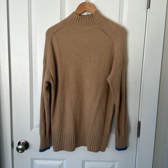 Everlane Waffle Recycled Cashmere Sweater tan mockneck medium - Picture 4 of 5